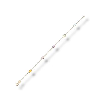 Women's 18kt Two-Tone Gold Bracelet with Coloured Stones