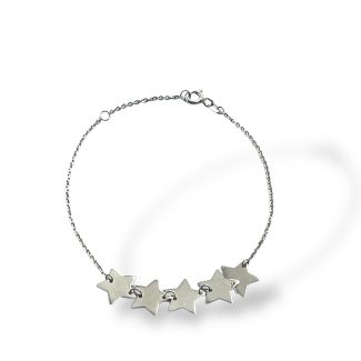 Women's Star Bracelet in 18kt White Gold, 2.2g