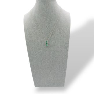 Emerald and Diamond Trilogy Necklace in 18kt White Gold