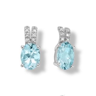 Handcrafted 18kt Gold Aquamarine and Diamond Earrings