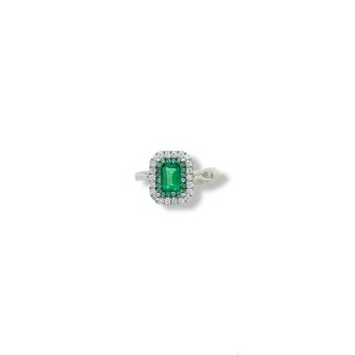 Davite & Delucchi Emerald and Diamond Ring in 18kt White Gold