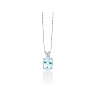 Miluna Necklace in White Gold with Aquamarine and Diamonds