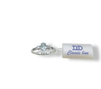 Splendido anello Davite&Delucchi in oro bianco 750 con acquamarina e diamanti, un gioiello di lusso perfetto per chi cerca gioielli diamanti di alta qualità.