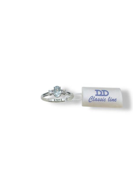 Anello Acqua Marina e Diamanti in Oro Bianco 750
