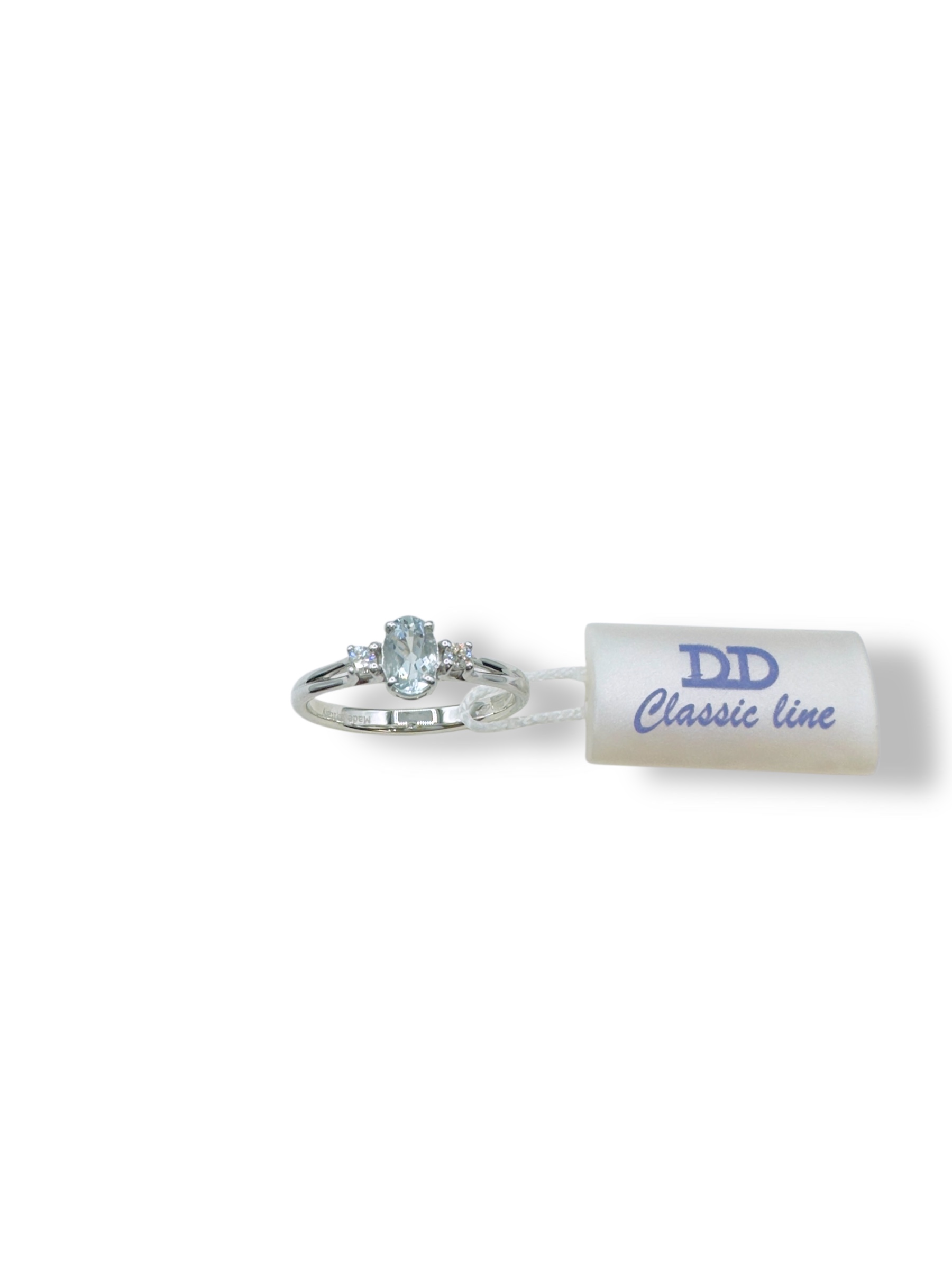 Splendido anello Davite&Delucchi in oro bianco 750 con acquamarina e diamanti, un gioiello di lusso perfetto per chi cerca gioielli diamanti di alta qualità.