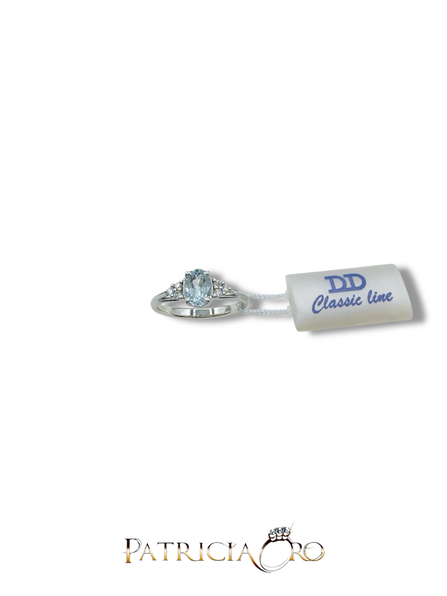 Splendido anello Davite&Delucchi in oro bianco 750 con acquamarina e diamanti, un gioiello di lusso perfetto per chi cerca gioielli diamanti di alta qualità.