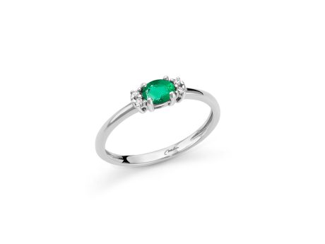 Anello Miluna Smeraldo e Diamanti Oro Bianco 9kt