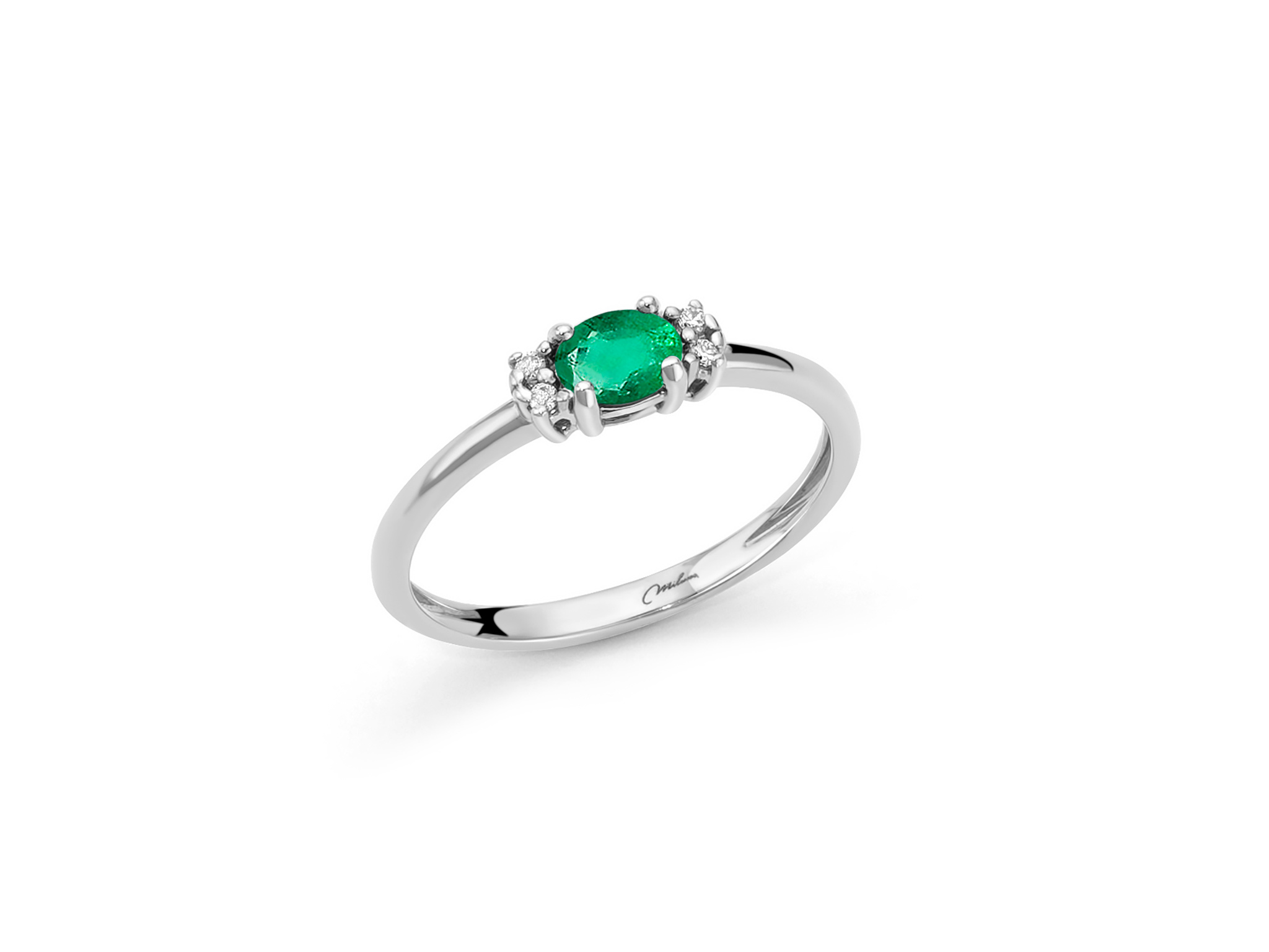L'anello Miluna con smeraldo e diamanti, un gioiello smeraldo di alta gioielleria, perfetto per un'idea regalo preziosa.