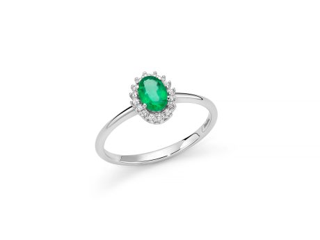 Anello Miluna Smeraldo e Diamanti in Oro 750