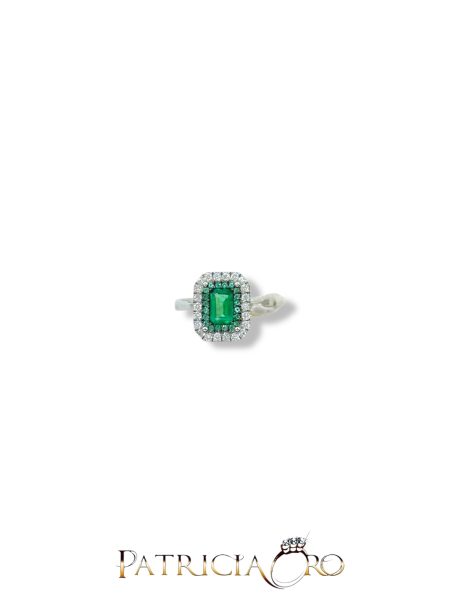Anello Davite & Delucchi Smeraldo e Diamanti Oro Bianco 18kt