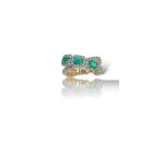 Splendido anello Davite&Delucchi in oro bicolore con smeraldo e diamanti, un gioiello smeraldo di alta gioielleria.