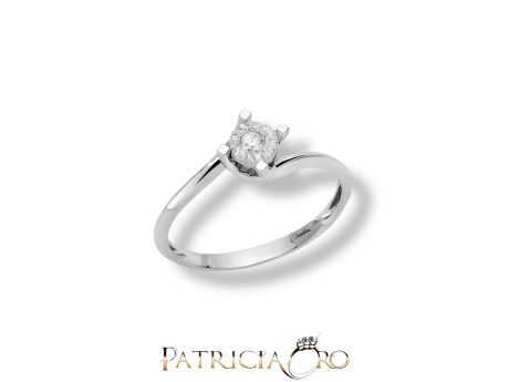 Anello Solitario Riflesso Miluna con Diamante 0.05ct in Oro Bianco 18kt