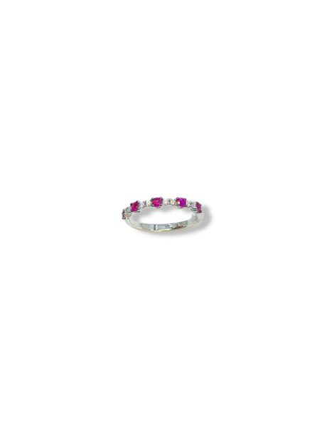 Anello Veretta Rubino e Diamanti Oro Bianco 750 Davite & Delucchi