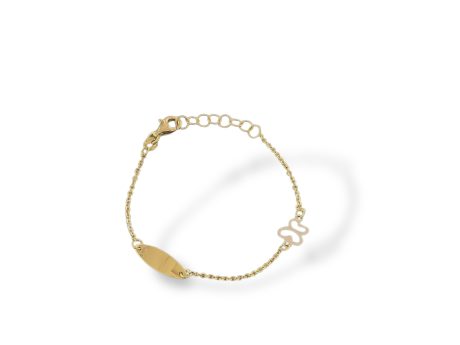 Bracciale Bimbi Farfalla in Oro 18kt con Targhetta