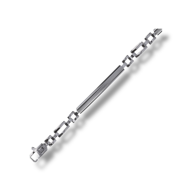 Bracciale da uomo in oro bianco, un gioiello di lusso perfetto per un'occasione speciale. (Vista 2)