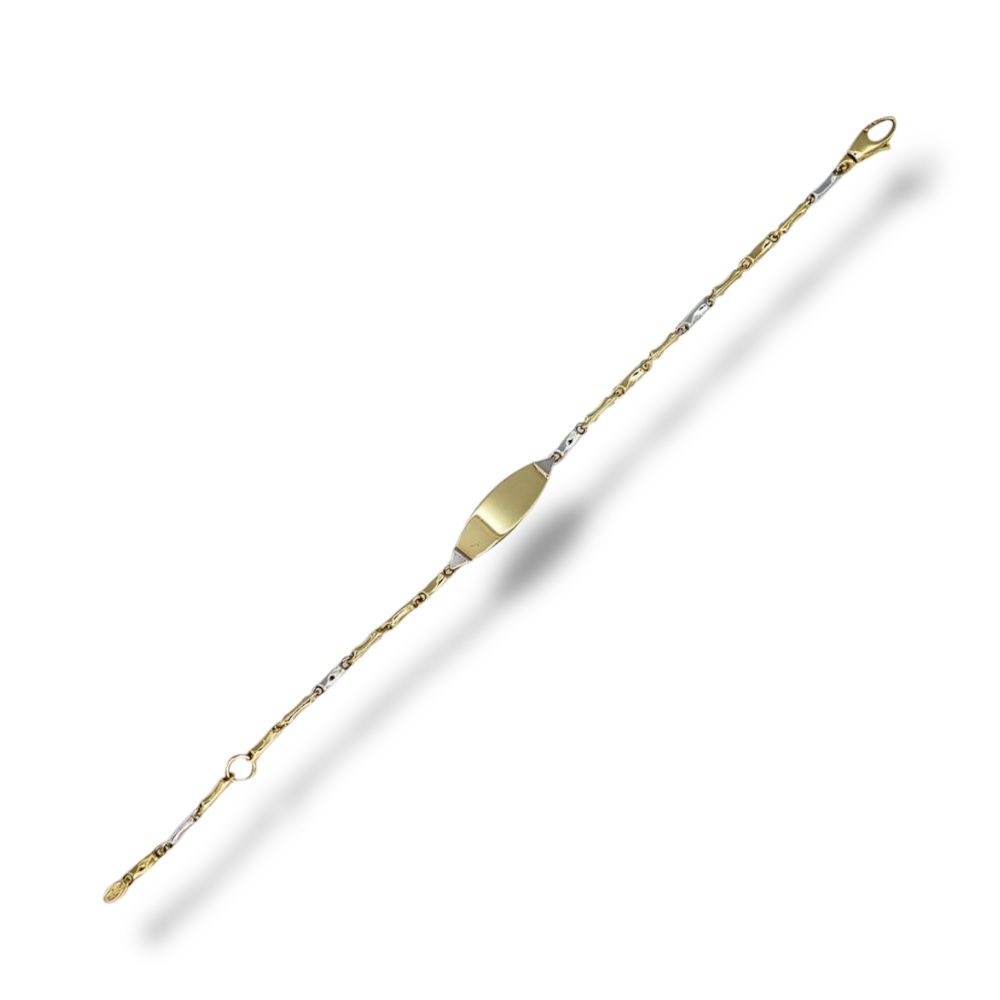 Bracciale in oro bicolore per bimbo, un gioiello made in italy di alta qualità e design raffinato.
