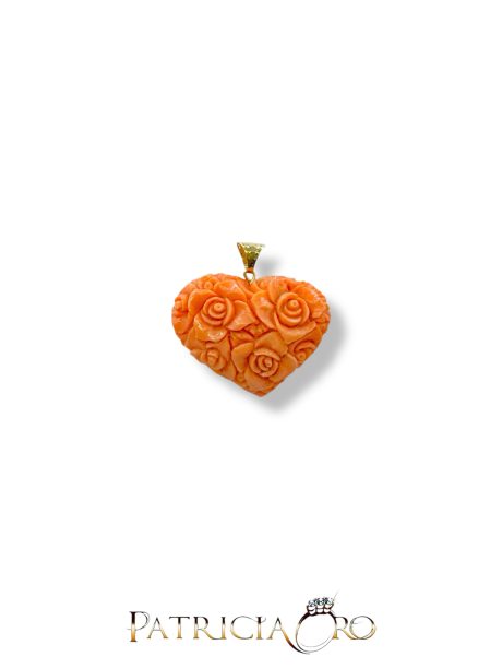 Ciondolo Cuore in Corallo Sciacca Oro 18kt