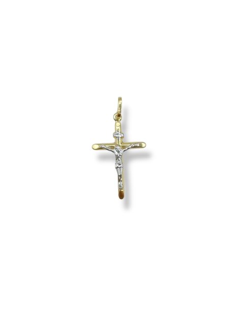 Ciondolo Croce Uomo in Oro Bicolore 18kt