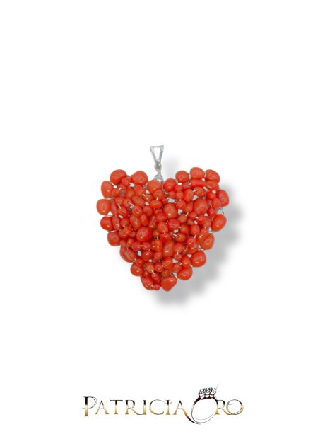 Ciondolo Cuore in Corallo Sciacca Argento 925