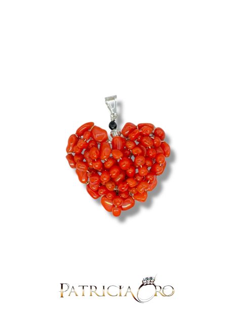 Ciondolo Cuore in Corallo Sciacca con Argento 925