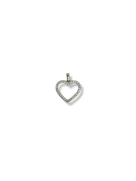Ciondolo cuore in Oro Bianco 18kt con zirconi