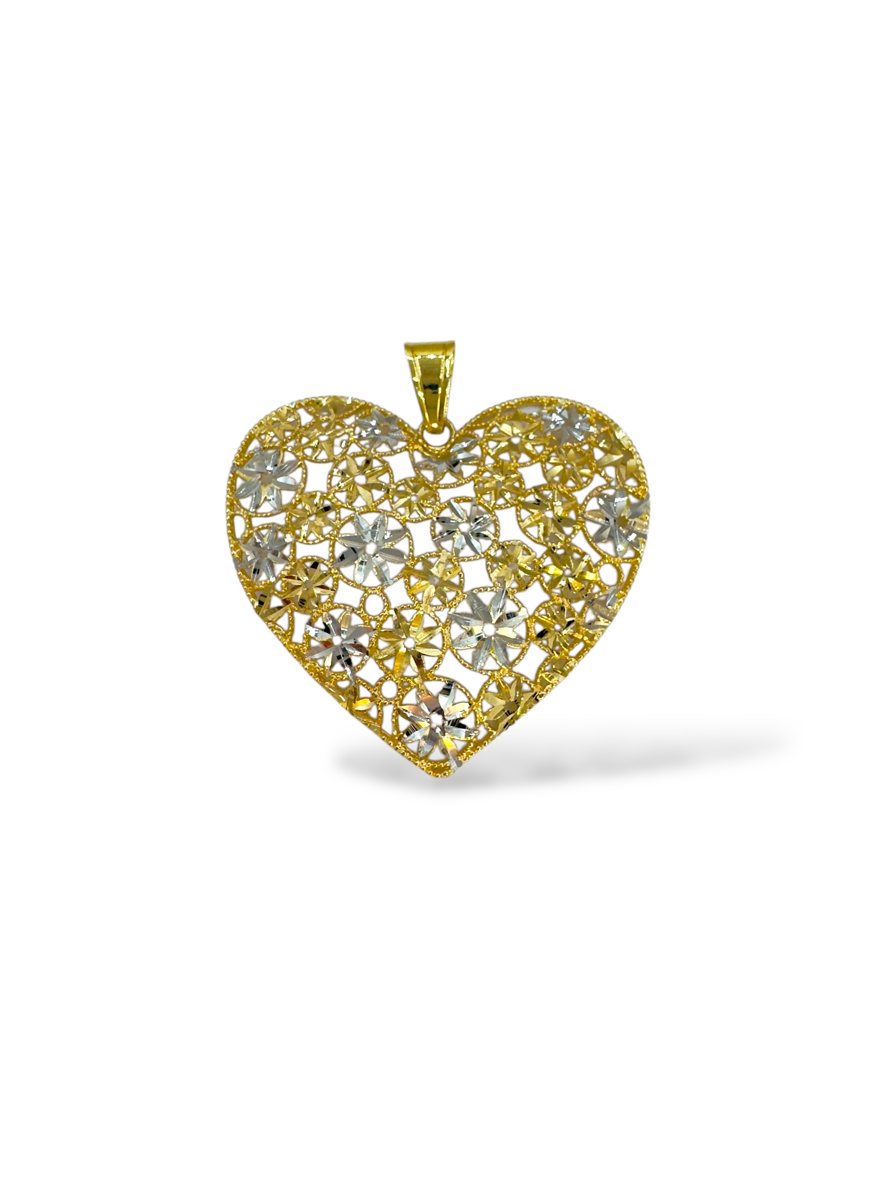 Ciondolo Cuore in Oro Bicolore, un gioiello di lusso perfetto per un regalo prezioso.