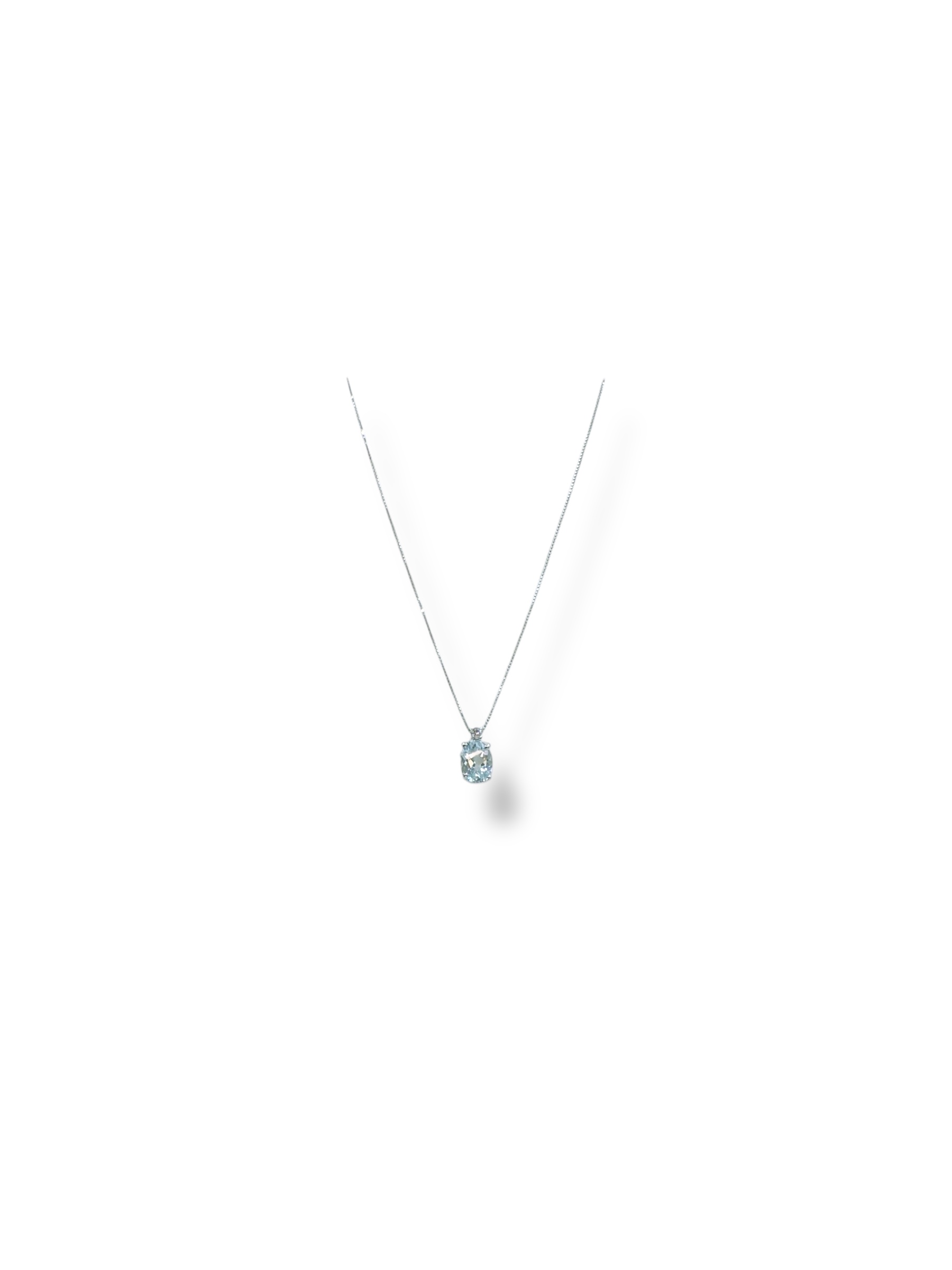 Splendida collana Davite&Delucchi in oro bianco 750 con acquamarina e diamanti: un capolavoro di gioielli diamanti per un'eleganza senza tempo. (Vista 2)
