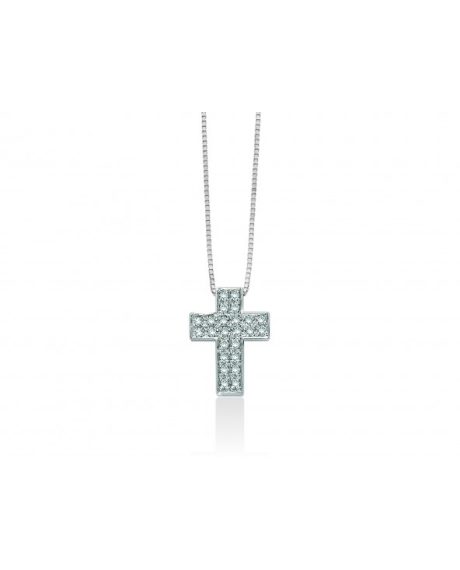 Collana Croce Miluna in Oro Bianco e Diamanti