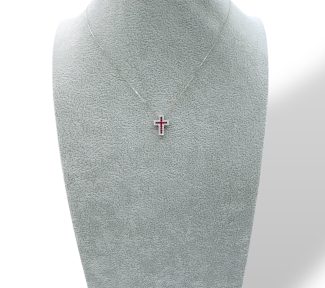 Splendida Collana Croce di Rubino con Diamanti in Oro 750, un capolavoro di Davite&Delucchi, perfetto per chi cerca gioielli diamanti di alta gioielleria.