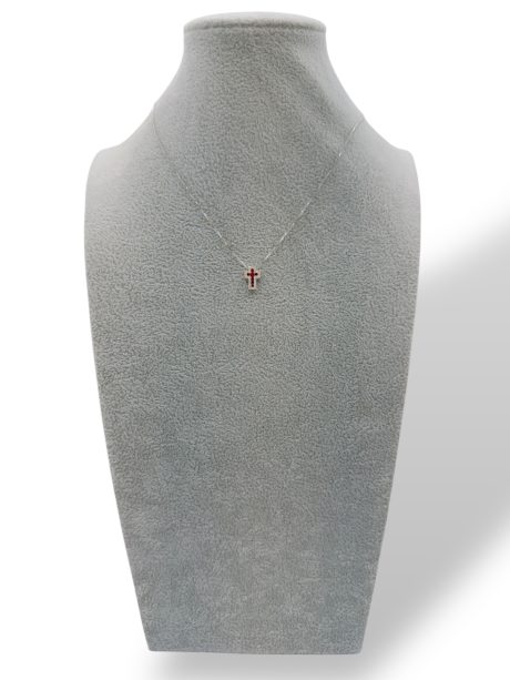 Collana Croce Rubino e Diamanti in Oro Bianco 18kt Davite & Delucchi