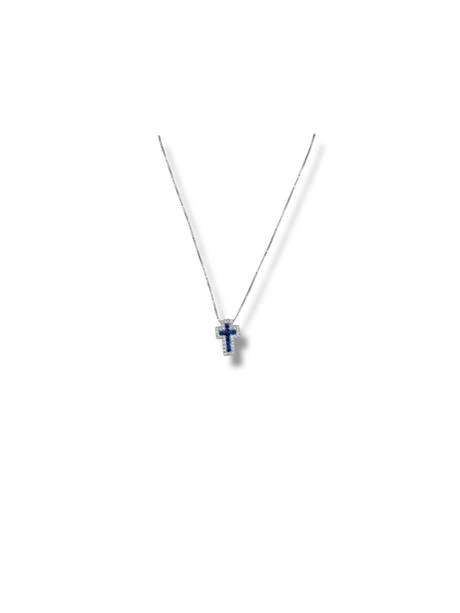 Splendida Collana Croce Davite & Delucchi con zaffiri e diamanti, un gioiello di lusso per un'eleganza senza tempo. (Vista 2)