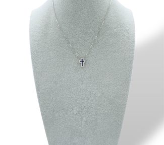 Splendida Collana Croce Davite & Delucchi con zaffiri e diamanti, un gioiello di lusso per un'eleganza senza tempo.