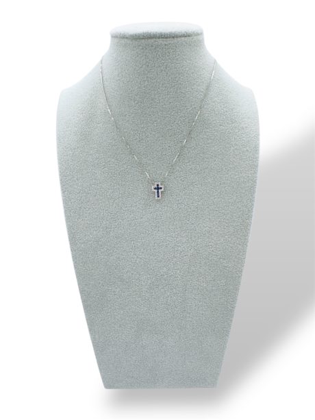 Collana Croce Zaffiro e Diamanti Davite&Delucchi Oro Bianco 750