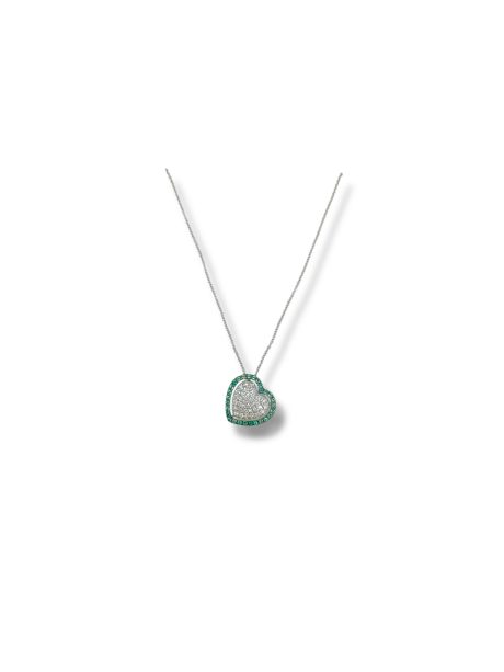 Collana Cuore Smeraldo e Diamanti Oro Bianco 18kt Davite Delucchi
