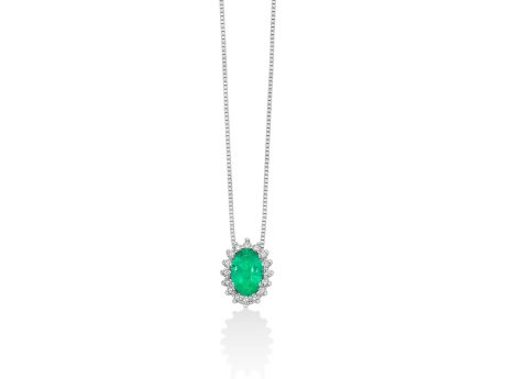 Collana Miluna Smeraldo e Diamanti in Oro Bianco 750