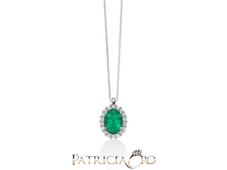 Collana Miluna Smeraldo e Diamanti in Oro 750