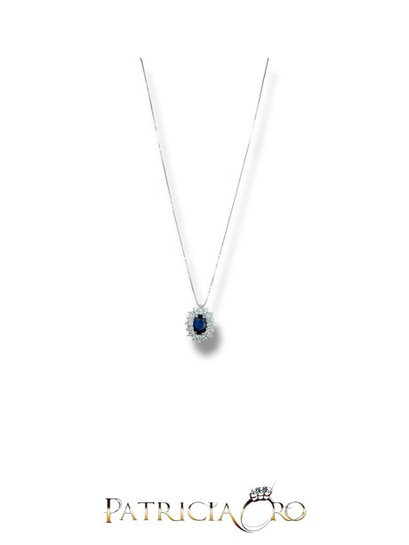 Collana Davite&Delucchi Zaffiro e Diamanti Oro Bianco 750