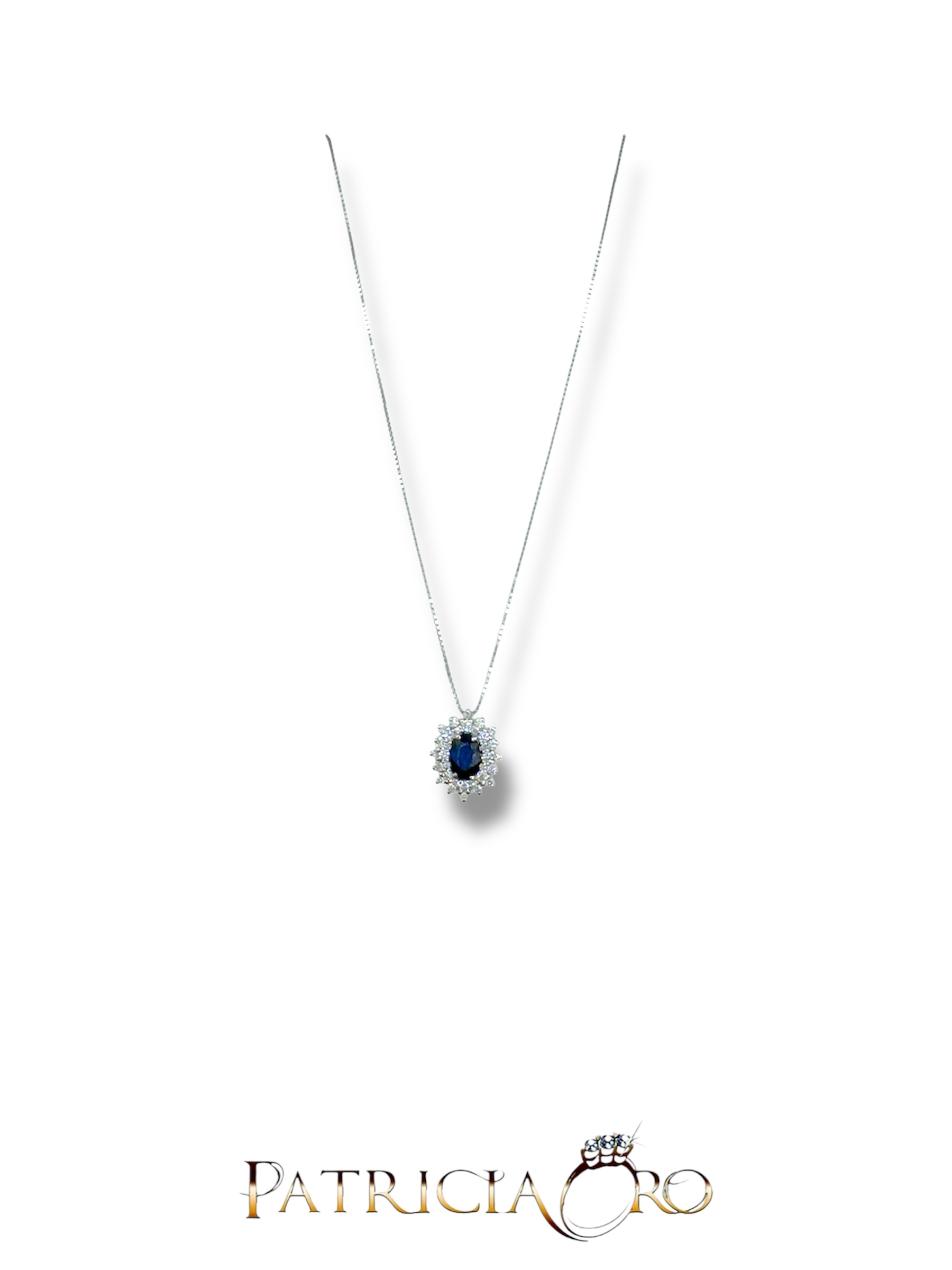 Splendida collana in oro con zaffiri e diamanti, un gioiello di lusso perfetto per un'occasione speciale.