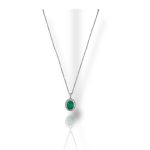 Splendida collana Davite&Delucchi in oro bianco 750 con smeraldo e diamanti, un capolavoro di alta gioielleria. (Vista 2)