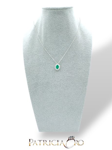 Collana Smeraldo e Diamanti in Oro Bianco 750 Davite & Delucchi