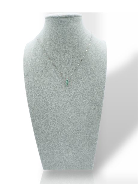 Collana Trilogy Smeraldo e Diamanti in Oro Bianco 18kt