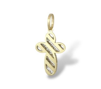 Croce in oro bicolore 750, un gioiello made in italy di alta manifattura.