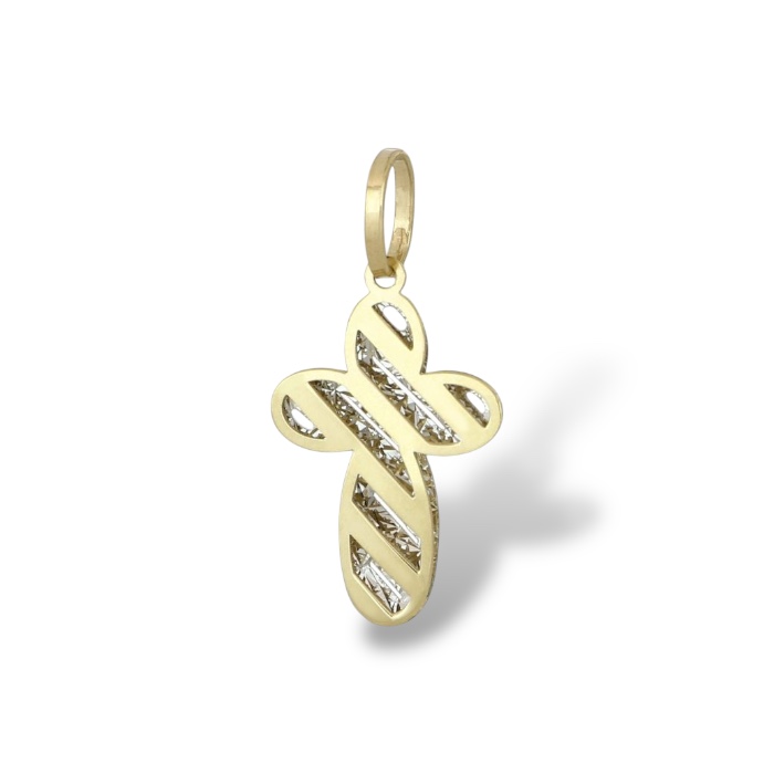 Croce in oro bicolore 750, un gioiello made in italy di alta manifattura.