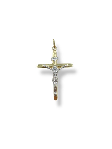 Croce Uomo Crocifisso Bicolore in Oro 18kt