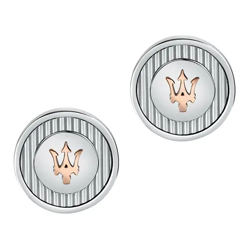 Gemelli Maserati Jewels in oro rosa: un'esclusiva creazione di gioielli di lusso per l'uomo che ama l'eleganza senza tempo.