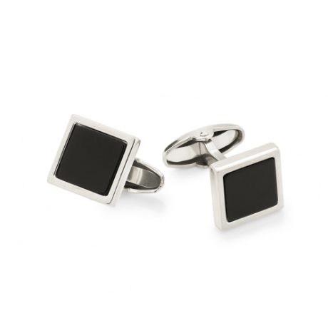 Gemelli UnoAerre in Argento Bianco e Onice Nero