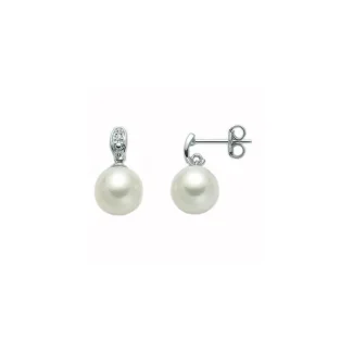 Miluna Pearl and Diamond Earrings in White Gold