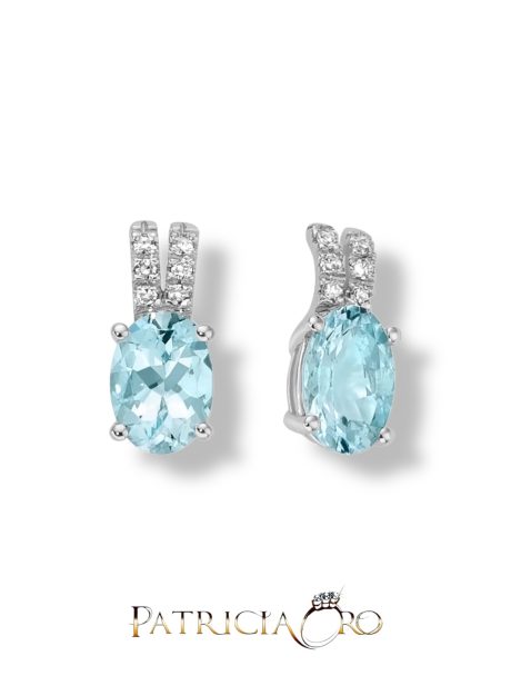Orecchini Acquamarina e Diamanti Oro 18k Artigianali