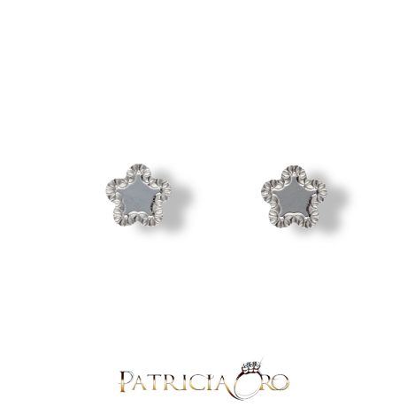 Orecchini Bambina Fiore Oro Bianco 18kt
