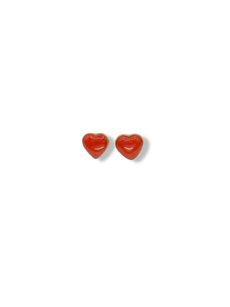 Orecchini Corallo Cuore in Oro 750
